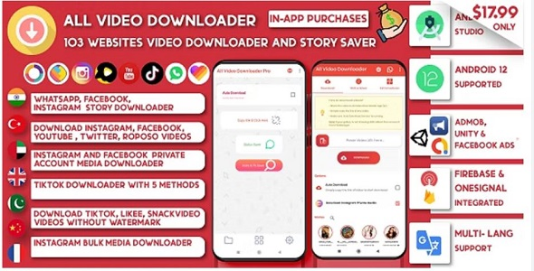 All Video Downloader & StorySaver GPL v9.5 | 103 Websites Support Snackvideo, Whatsapp, Tiktok, Instagram, FB