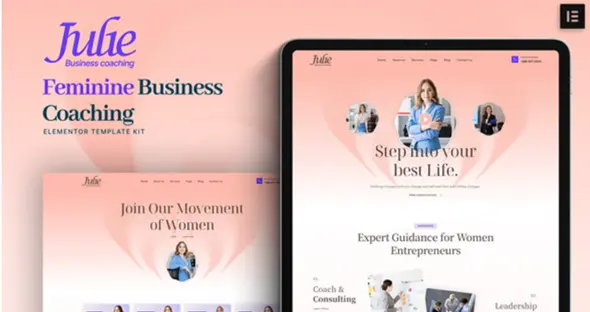 Julie Feminine Business Coaching Elementor Template Kit GPL v1.0.0