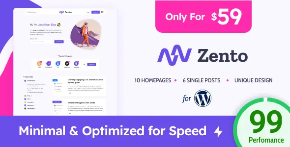 Zento Theme GPL v1.4.5 – Modern & Lightweight Blog for WordPress